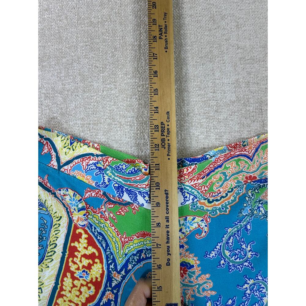 Lauren Ralph Lauren Womens Large Blue Floral Paisley Wide Leg Palazzo Pants Boho - Picture 7 of 10